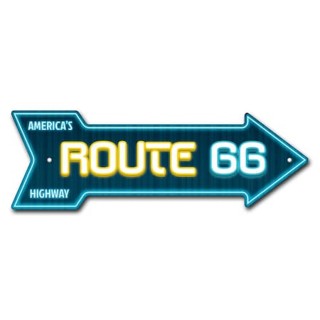 Route 66 Neon Arrow Sign Funny Home Decor 18in Wide